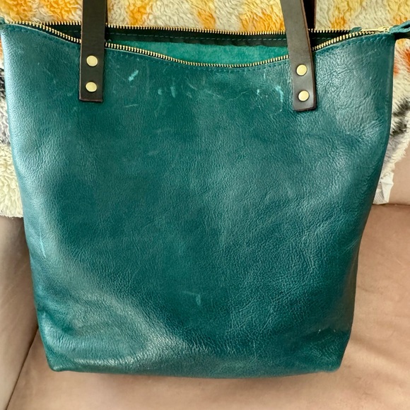 Portland Leather Tote Bag in Lagoon - Picture 2 of 5